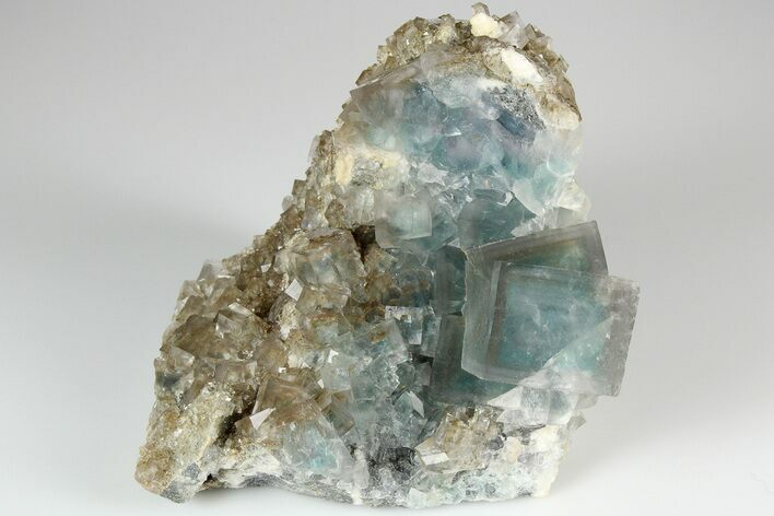 Sharp, Multi-Colored Cubic Fluorite Crystal Cluster - China #186034